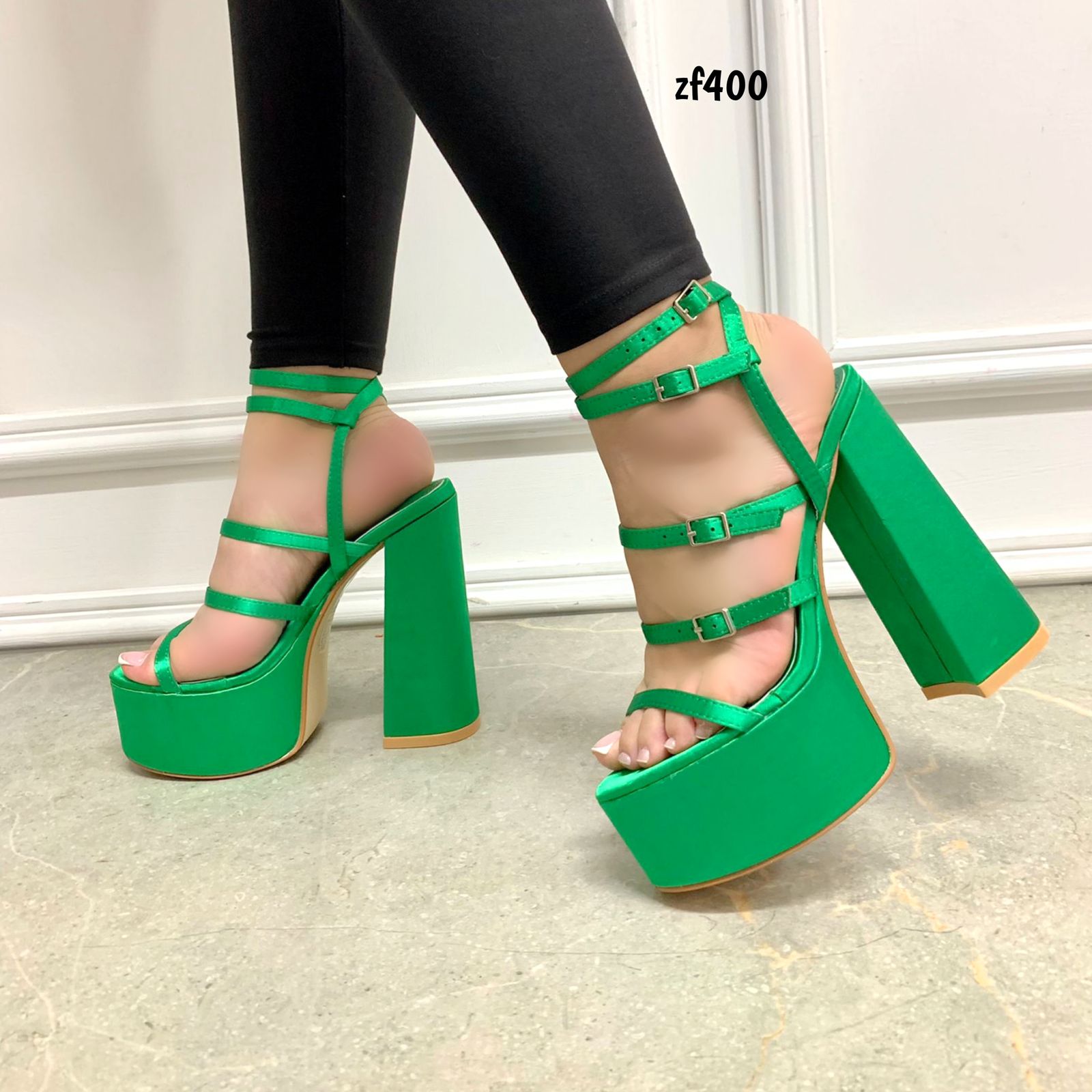 Sandalia verde tacon 14cm 2088-2 C6